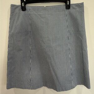 Talbots Navy and White Striped A-Line Skirt